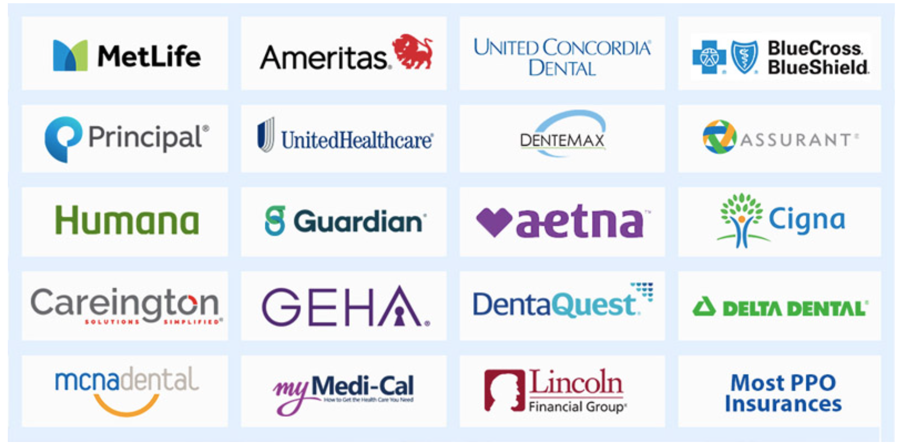 Accepted dental insurance logos